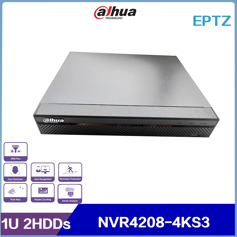 

Dahua NVR4208-4KS3 8CH 1U 2HDDs Lite Network Video Recorder, Support Face Detection and Recognition,