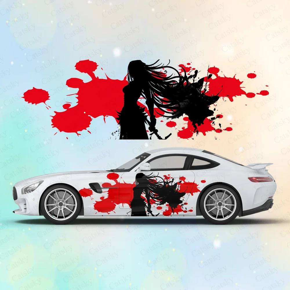 

Силуэт самурая для девочек, большие автомобильные наклейки и наклейки, наклейки на кузов автомобиля, боковые наклейки, водонепроницаемые виниловые наклейки для автомобиля