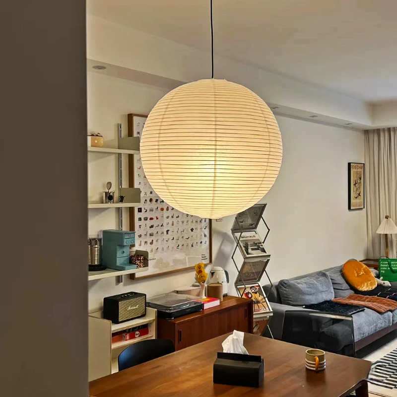 Noguchi Rice Paper Pendant Light for Home Decor Minimalist Japanese Paper Hanging Lamps for Living Room Home Decor Hanging Light