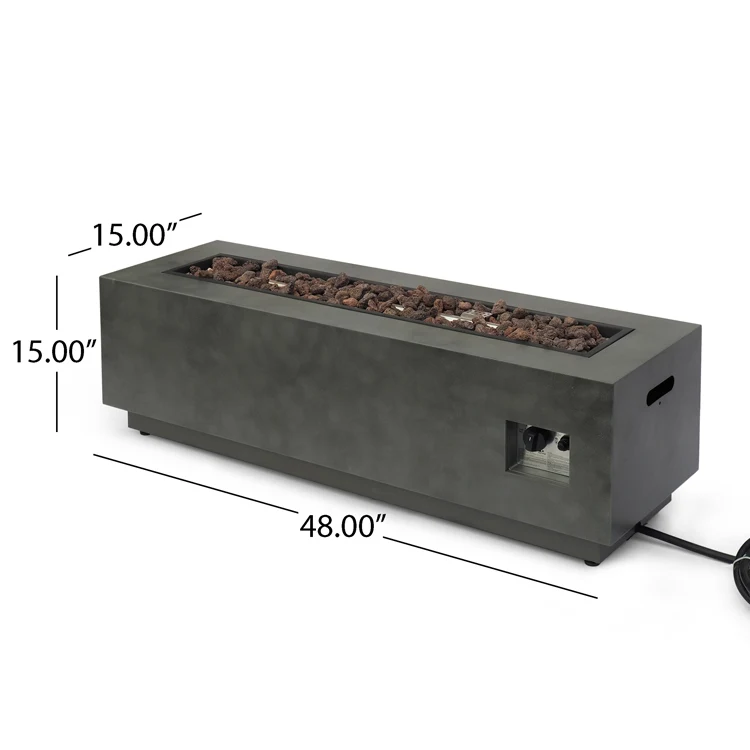 Outdoor Rectangular Fire Pit with Tank Holder