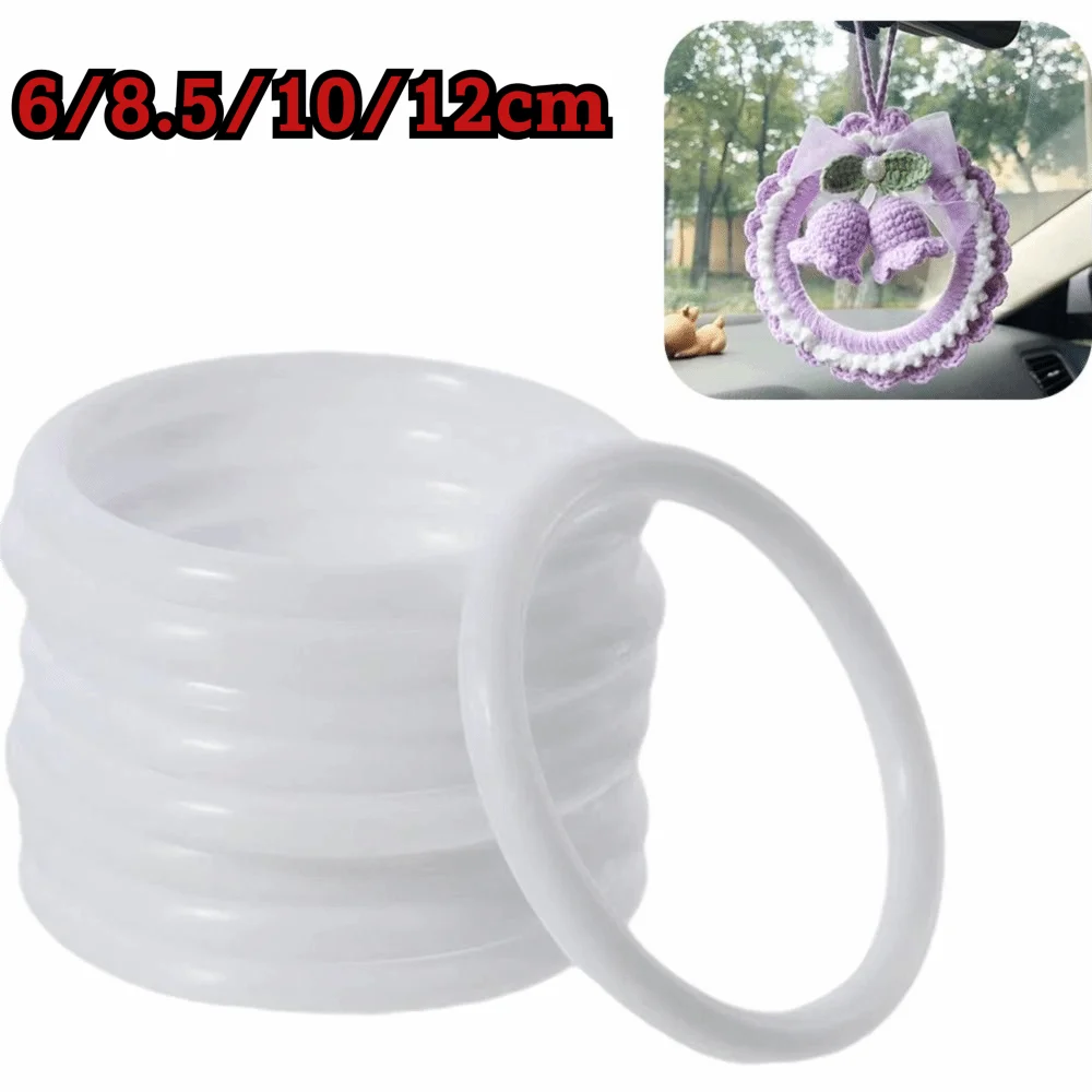 10PCS White Plastic Hoops Rings Round Shape Lightweight Macrame Hoops Smooth Surface 6cm/8.5cm/10cm/12cm Hanging Rings