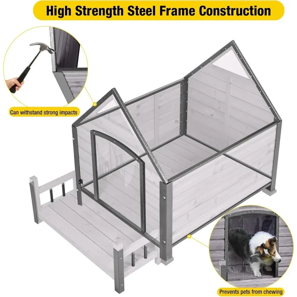 Dog House Outdoor - Weatherproof Anti-Chewing Iron Frame Kennel for Large Breed Dogs | Customized
