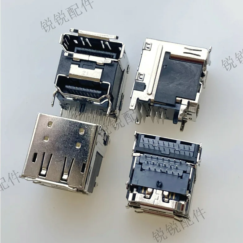 For DP+HDMI 2-1 female seat 90° DIP horizontal plug-in board, curling edge with column DP HDMI high definition interface seat