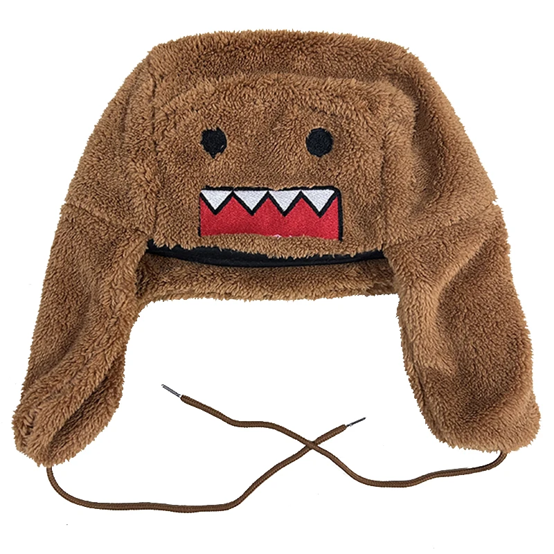 Tama Kun Winter Warm Hat Brown Ushanka Hat Cute Winter Hat for Boys Girls Kids Cartoon Anime Cap Gorras