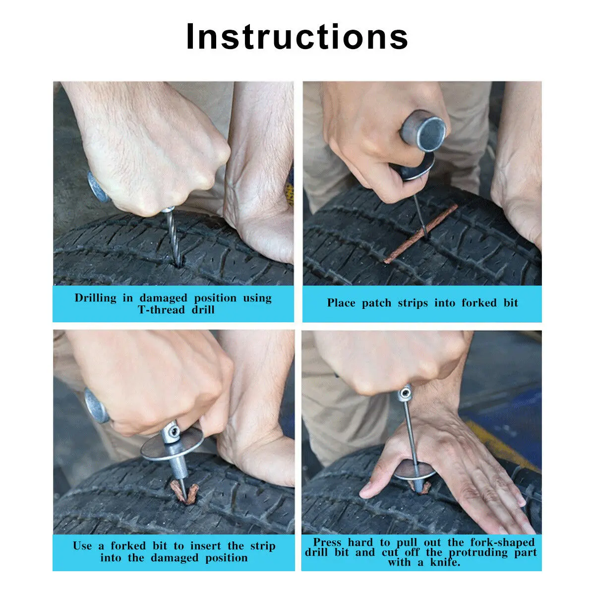 Emergency Tubeless Tyre Puncture Tire Repair Tool Kit 30 Strings & Box Auto Accessories Parts For Car Van Motorcycle