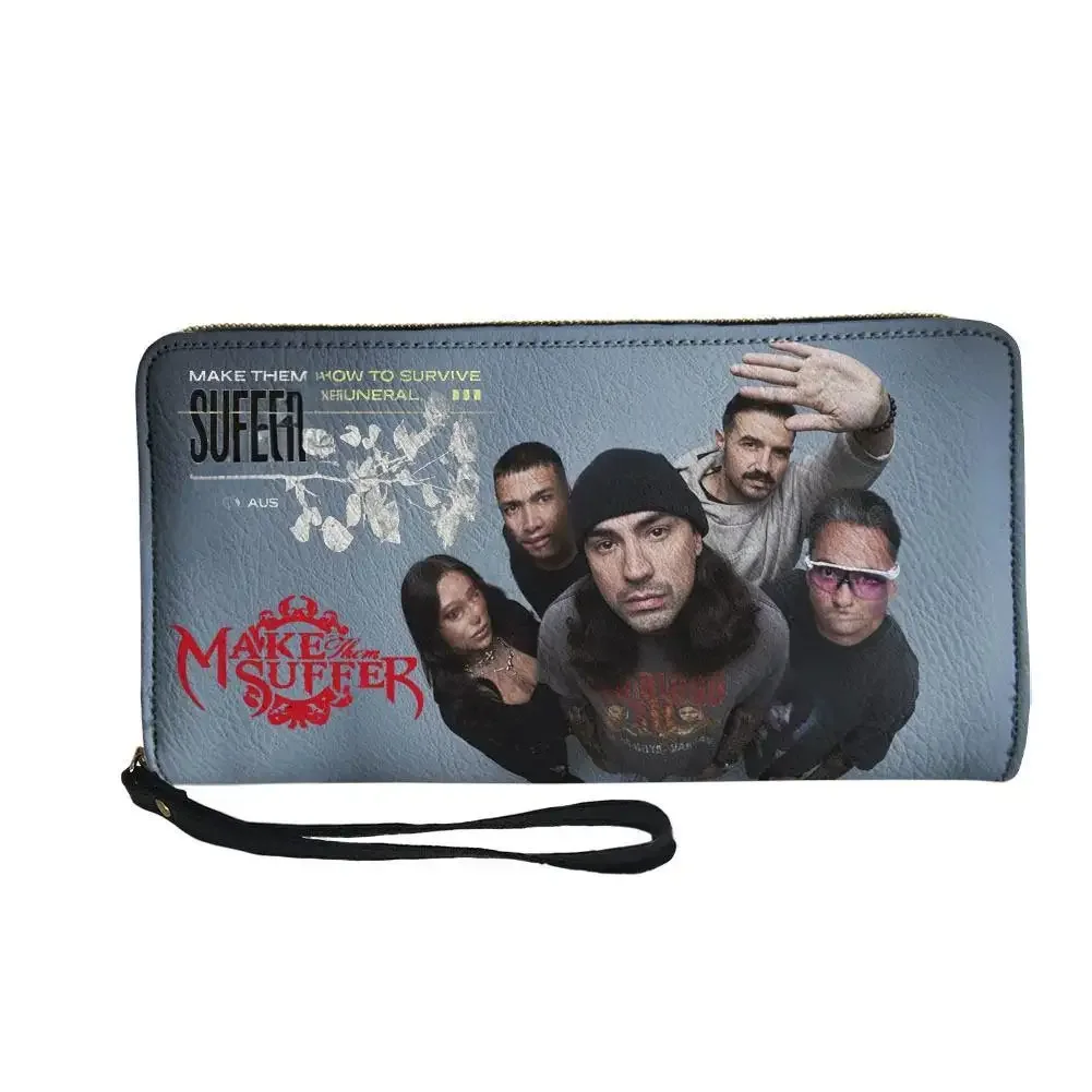 

Кошелек-портмоне с принтом металлической группы Make Them Suffer, на молнии, для мужчин, женщин и подростков, с двойным принтом, портативный, подарочная сумка