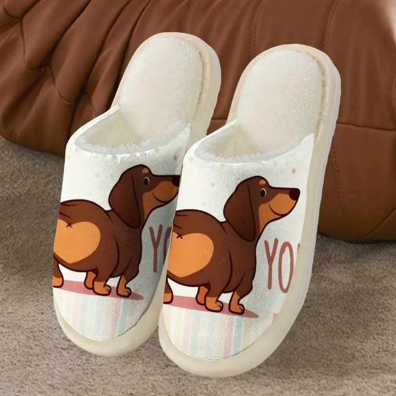 

Женские домашние тапочки с принтом собак, роскошные дизайнерские, повседневные, зимние, модные, для дома, с пушистым мехом, на мягкой подошве, милые