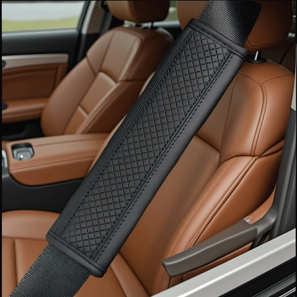 

Универсальный защитный чехол для автомобильного ремня безопасности с тиснением из искусственной кожи, противоизносный, комфортный