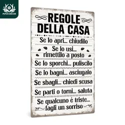 Putuo Decor 1pc Italian Vintage Metal Tin Sign, Casa House Rules, Family Farmhouse Living Room Wall Decoration,7.9x11.8Inches
