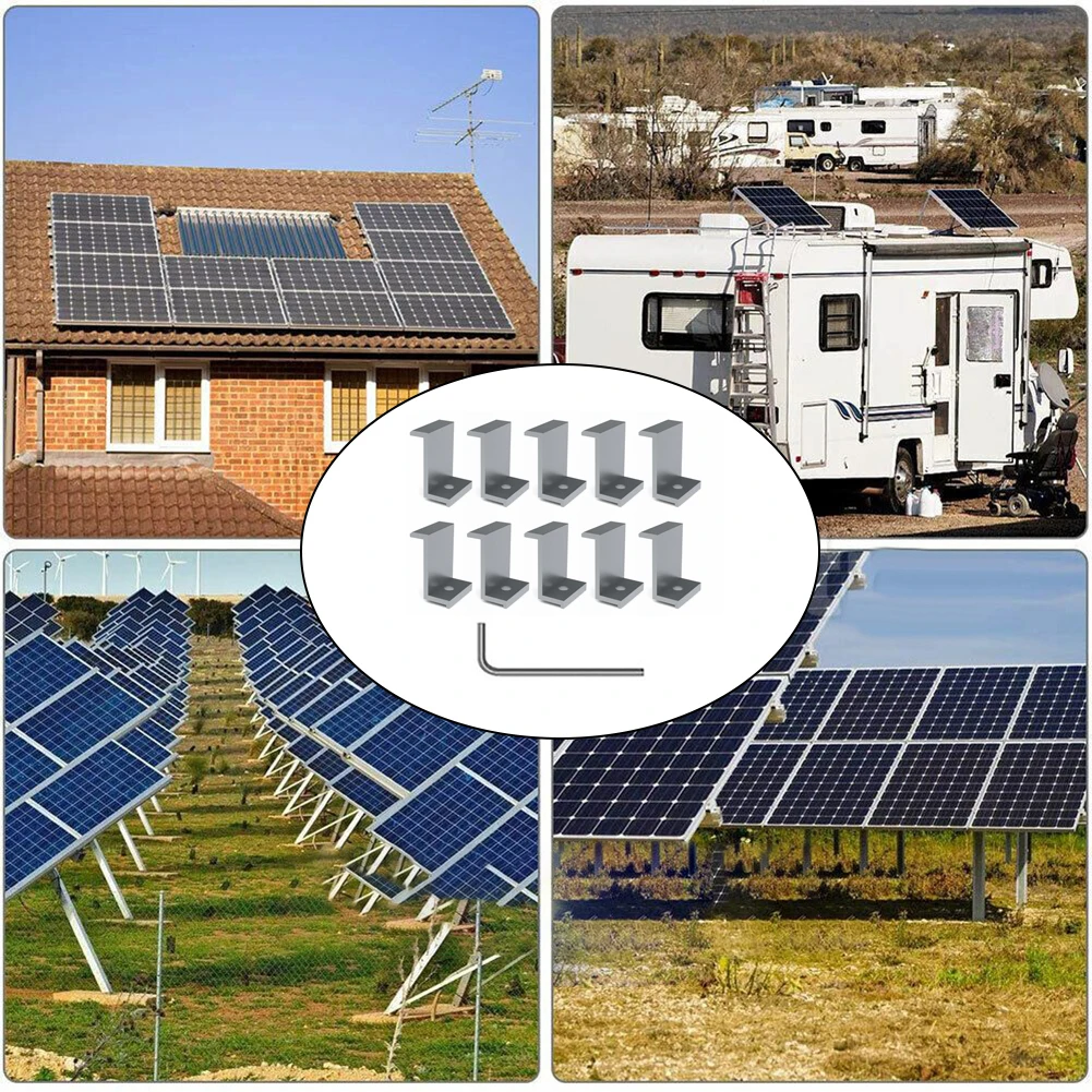 10Pcs Photovoltaic Solar Panel Mount Accessories PV End Clamp Aluminum Alloy Fixture Clamps For 30mm/35mm/40mm/45mm Solar Panel