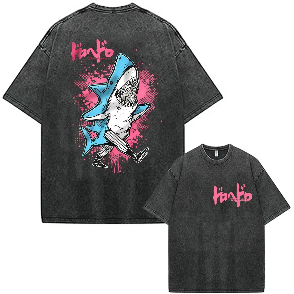 Anime Dorohedoro Kaiman Manga Graphic Print T-shirt Man Women Retro Washed Cotton Loose Casual Oversized Top Summer New Tee