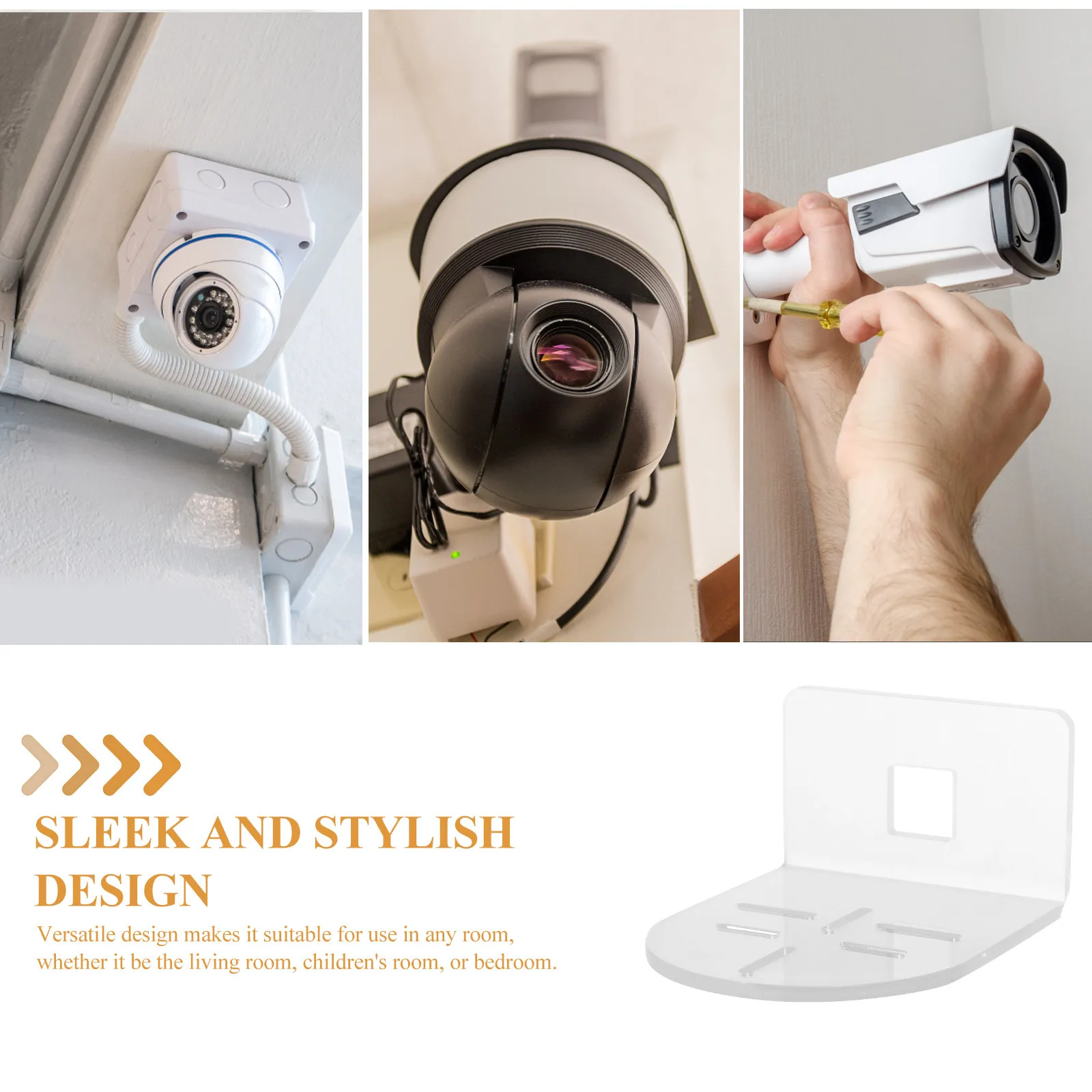 1Set Camera Bracket Floating Transparent Wall Mounted Shelf No Drilling Easy Install Security Camera Stand Living Room Bedroom
