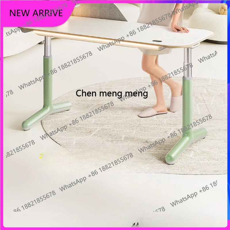 

Small tree branch intelligent electric solid wood lifting table cream style home office desk computer desk H