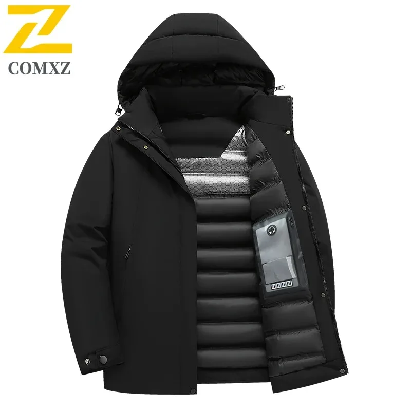 الرجال أسفل سترة 2025 الخريف الشتاء جديد الجرافين والقطن سميكة الدافئة مقنعين سترة معطف في الهواء الطلق عادية سستة سترة قطن #4