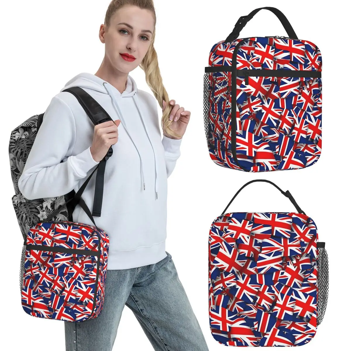 

British UK Flag Lunch Bag Vintage Lunch Box For Men Picnic Portable Cooler Bag Waterproof Designer Thermal