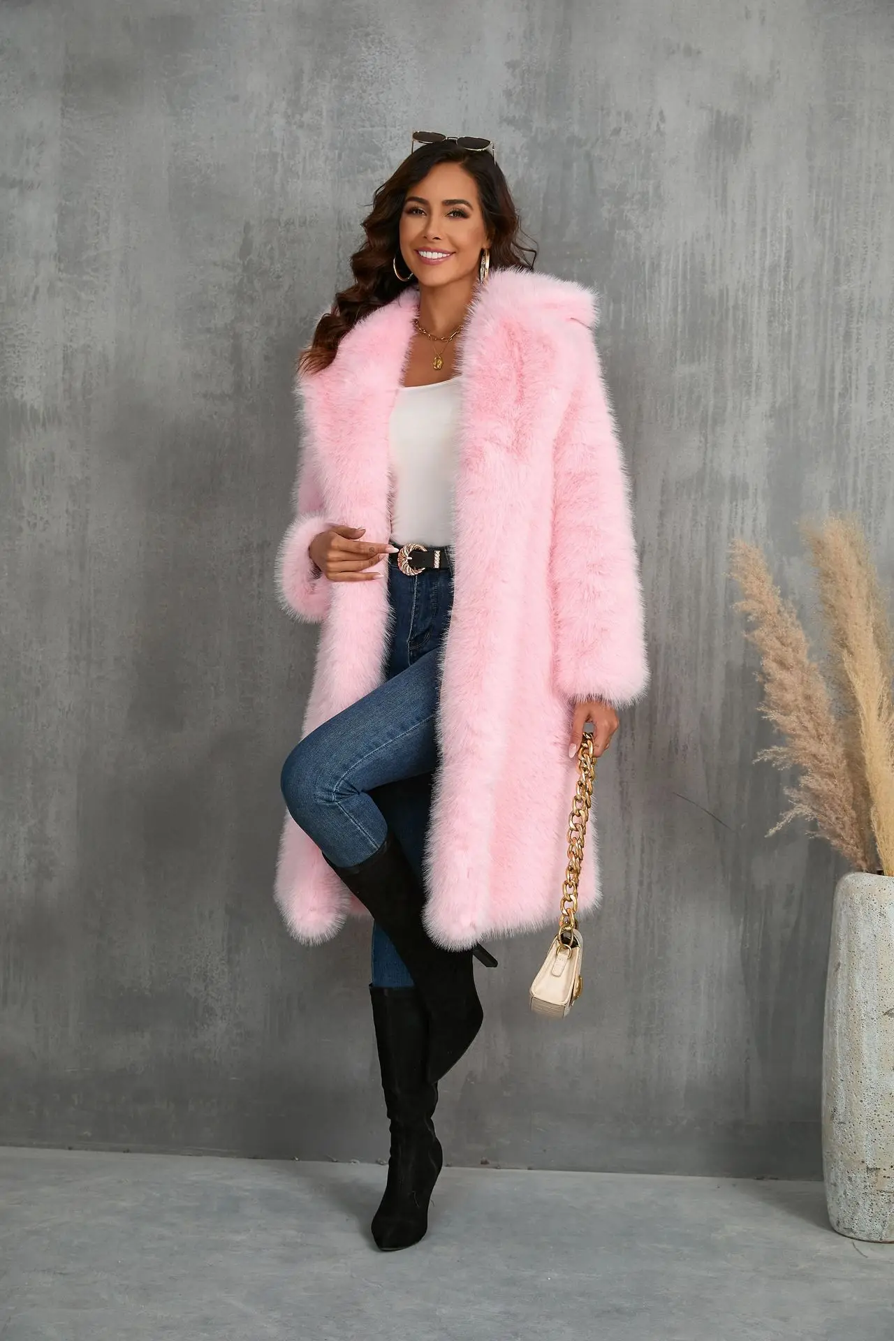 Fur & Faux Fur Coat Lapel Imitation Of Fox Fur Coat 2025 New Winter Women Fur Coat Fashion Temperament Warm Women Fur Coat H217