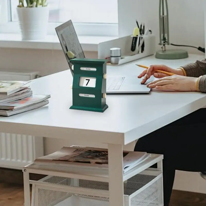 Perpetual Desk Calendar Retro Calendar Blocks Desk Date Display Desk Decorations Desktop Decor Date Blocks For Colleagues