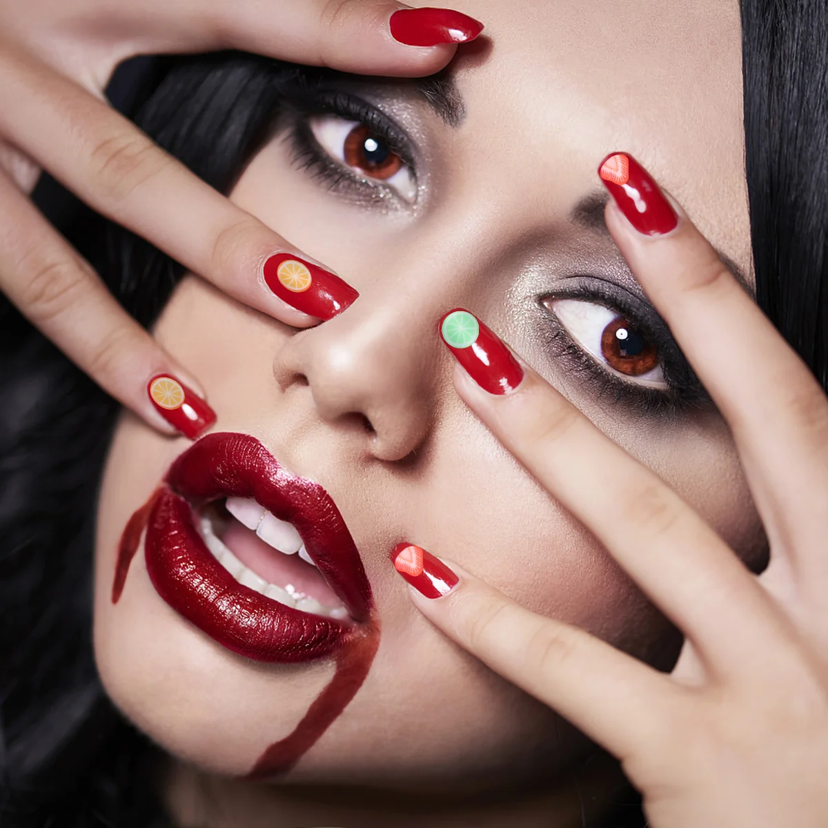 

1Set Clay Fruit Slice Nail Art Supplies 12 Kinds Assorted 3D Slices in Box for DIY Nail Decoration Vibrant Colors Home