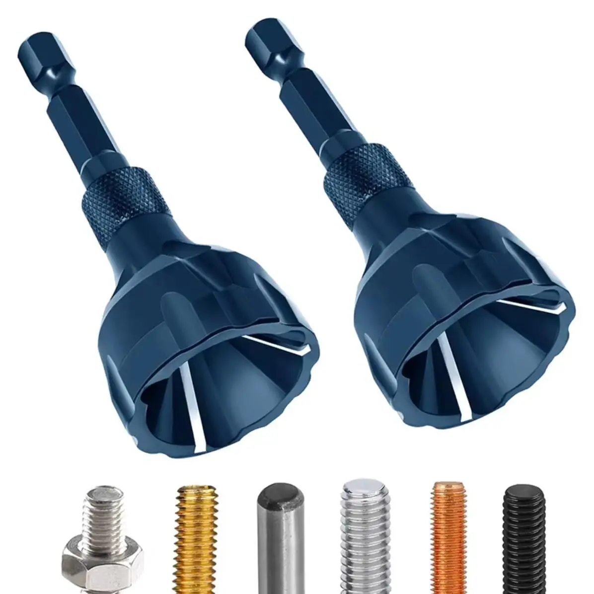 2Pcs Tungsten Carbide Hex Shank Chamfer Tool (3-20mm) – External Deburring & Bolt Thread Repair for Metal