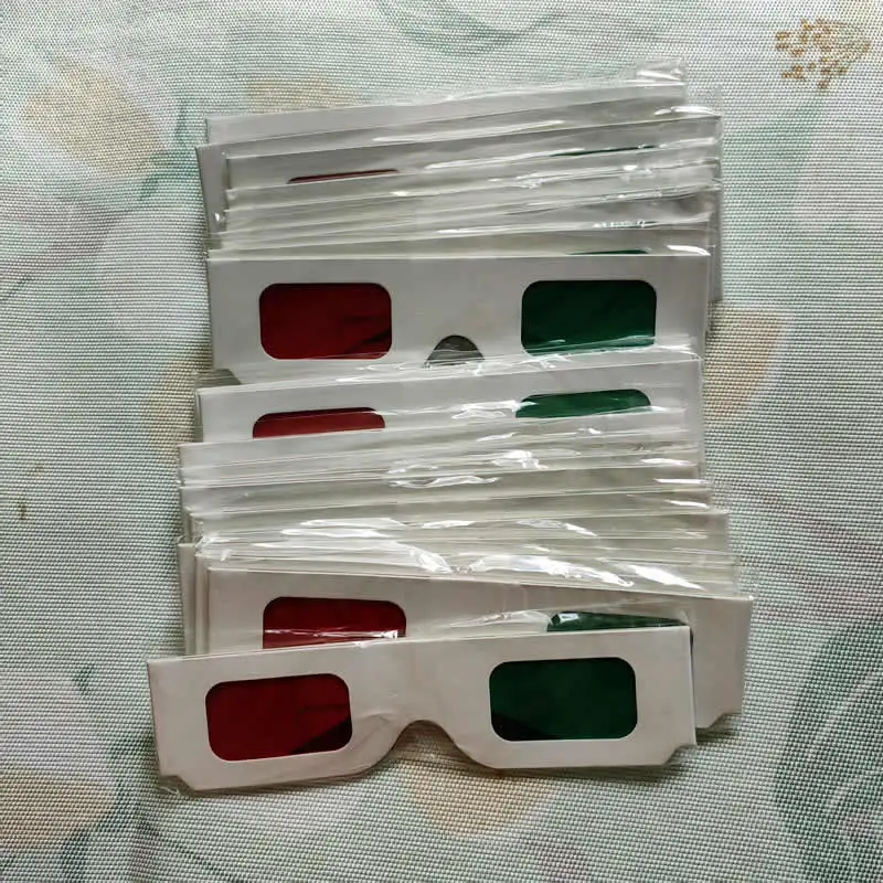 100 قطعة أحمر أخضر سر فك نظارات أحمر أخضر عدسة ترشيح الأبيض طوي إطار نظارات ثلاثية الأبعاد ل سويب