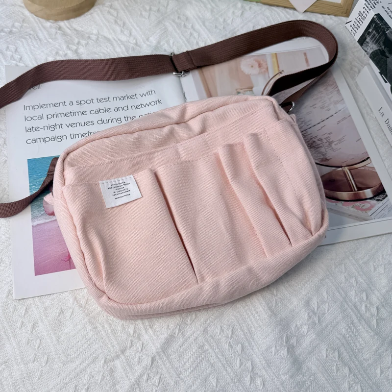 Storage Bag Large Canvas Student Notebook Storage Bag Pen Bag Ins Japanese Solid Color Portable Multifunction Bag