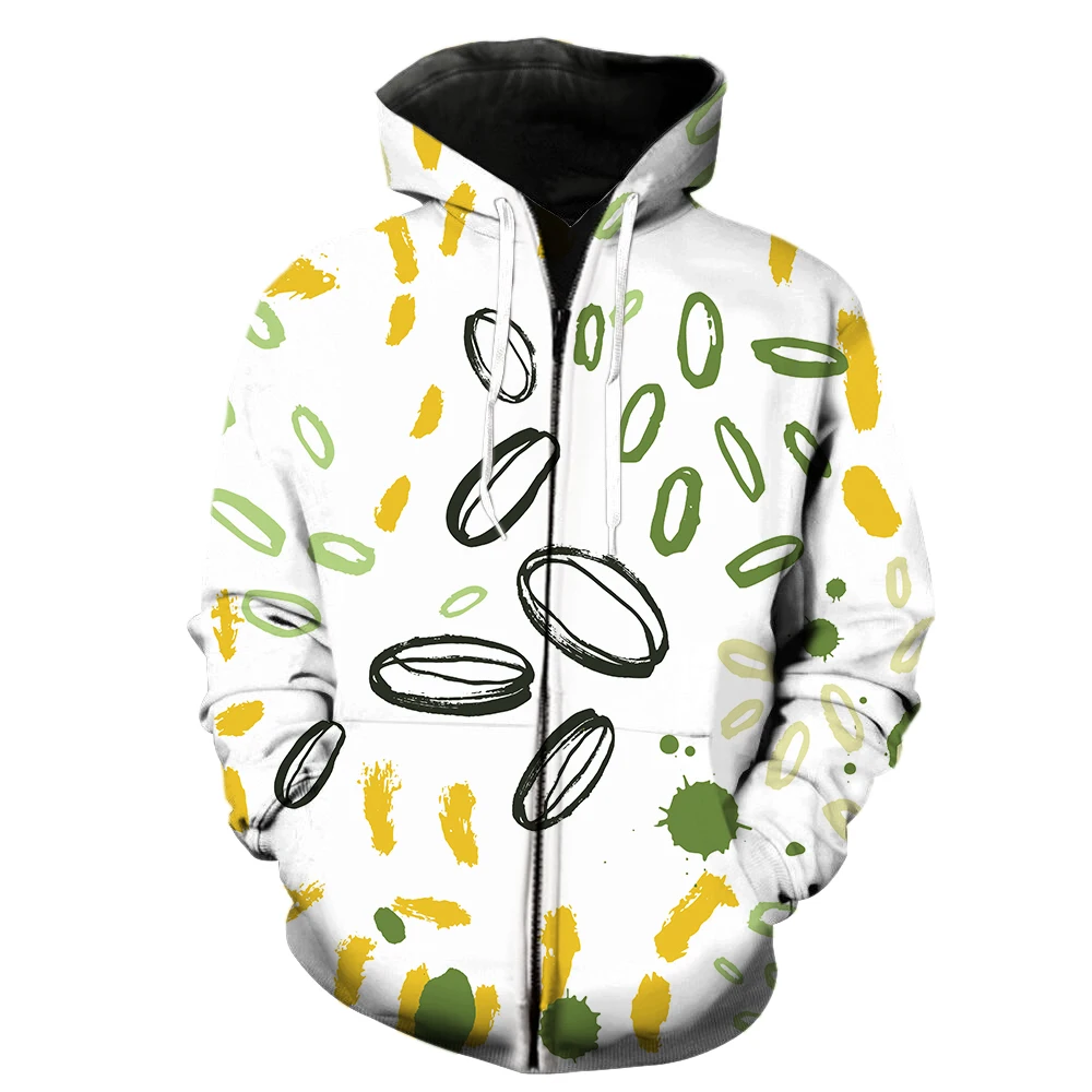 Abstract Art Graffiti Men's Zipper Hoodie Casual Teens Unisex Sweatshirts Spring Long Sleeve Fashion 3D Printed Hip Hop Tops