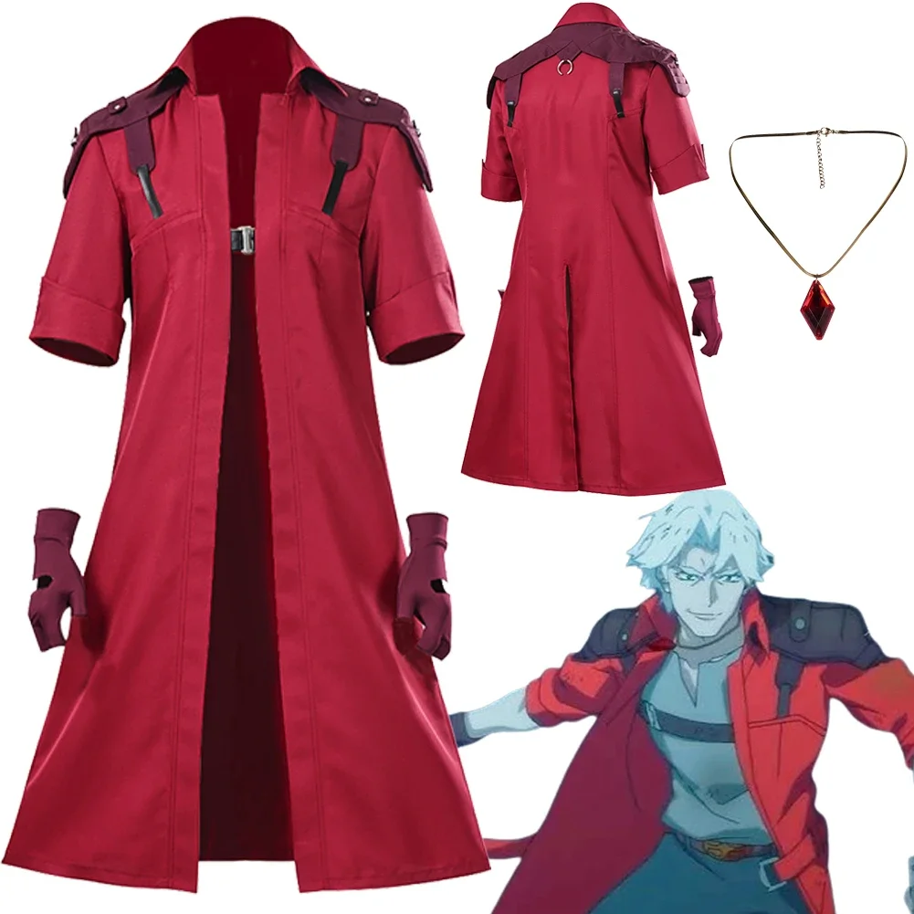 Game DMC 5 Dante Cosplay Fantasia Costume Coat Pants Top Belt Disguise For Men Male Adult Wig Overcoat Halloween Carnival Suit