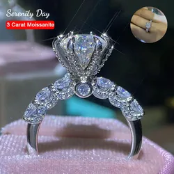 Serenity 3ct D Moissanite Rings For Women Girl Gift S925 Sterling Silver Eternity Rings Plated 18K Anniversary Jewelry Wholesale