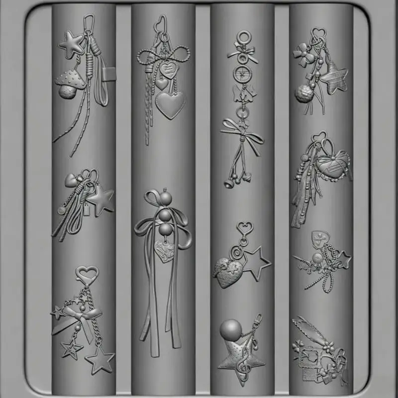 Cute 3D Bow Lace Chain Silicone Nail Mold DIY Resin Nail Charm Making Mould Transparent Manicure Template Nail Art Decor Tools