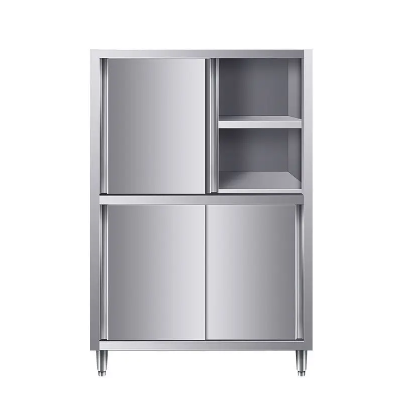 commercial kitchen Four-door cupboard Stainless steel sliding door Four-door vertical cabinet Storage locker