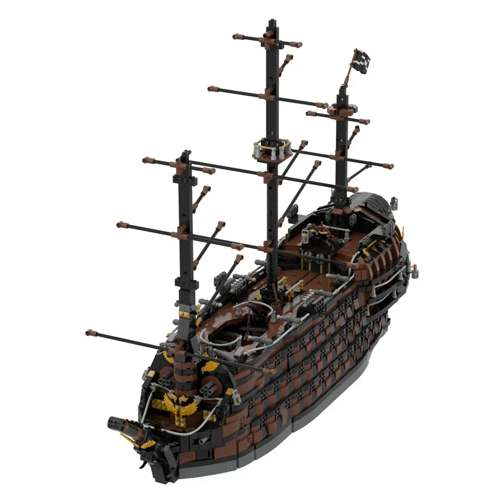 EKbricks Brown Pirate Ship Bricks Revenge Warship Sailboat Ship Boat Building Blocks Set Creative Educational Toys Adult Gifts