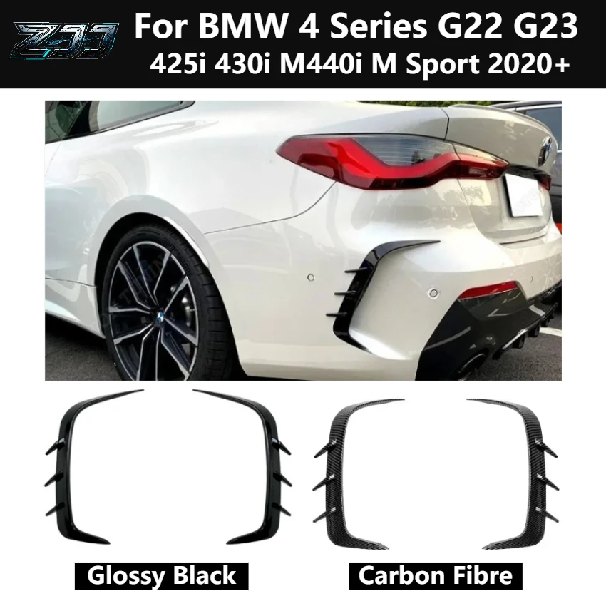 

For BMW 4 Series G22 G23 425i 430i M440i M Sport 2020+ Rear Bumper Splitter Spoiler Air Vent Cover Spoiler Black Body Kits
