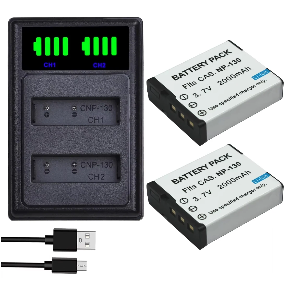 NP-130 NP-130A CNP130 LED Battery/ Dual USB Charger for Casio Exilim EX-H30 ZR100 ZR200 ZR300 ZR400 ZR410 ZR700 ZR1000 ZR1200