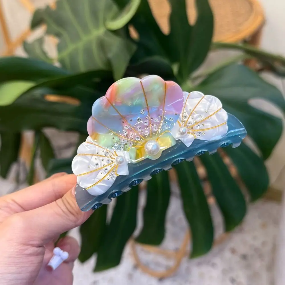 

Elegant Ocean Series Hair Claw Acetic Acid Conch Shell Hair Claw Beach Headwear Hair Accessories Geometry Shark Clip Travel