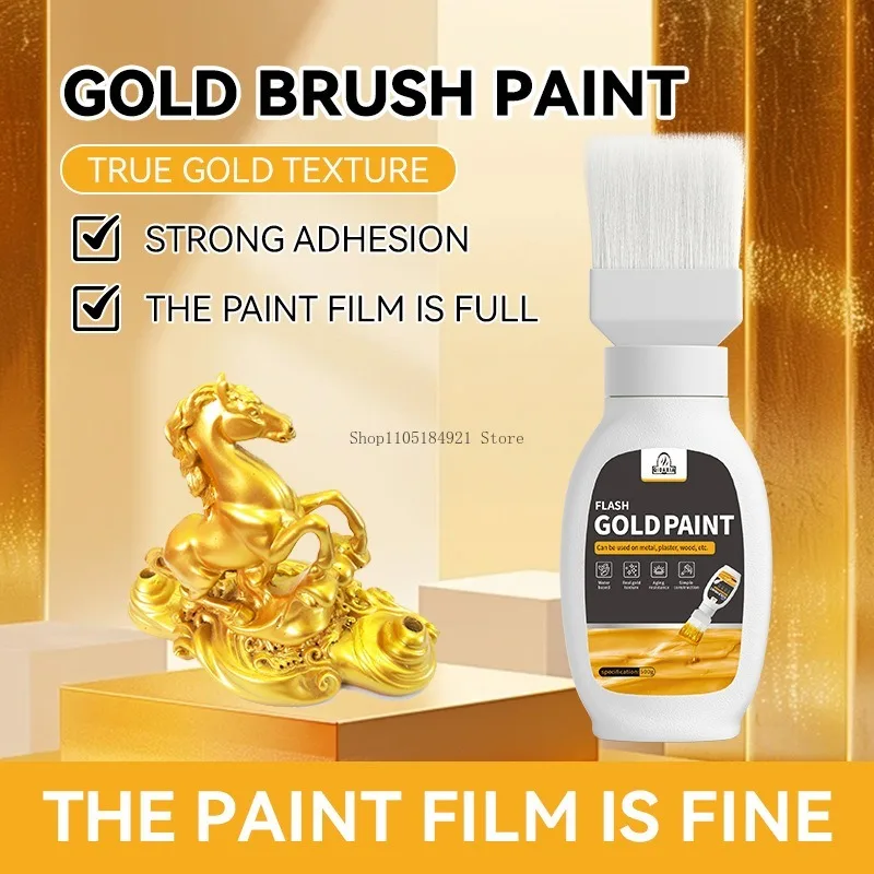 

Краска золотая фольгированная 500 г, суперяркая, на водной основе, для мебели, поделок, ремонта, декора статуй Будды