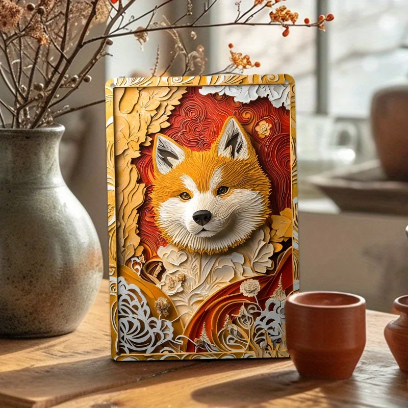 

Husky Dog 3D Aluminum Wall Art, Floral Surrounding Metal Tin Sign, Decorative Office, Studio, Home, Bathroom Artwork