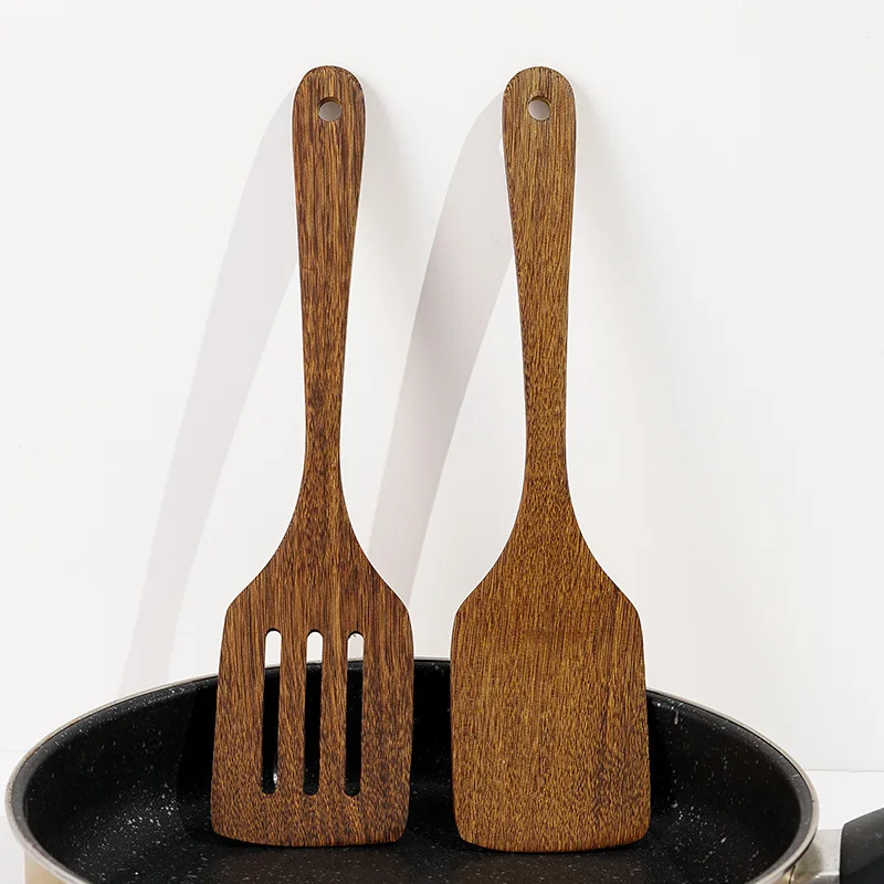 【Good Products Are Strictly Selected】Door Frame Non-Stick Pan Long Handle Wooden Tableware Large Spatula Wooden Turner Spatula W