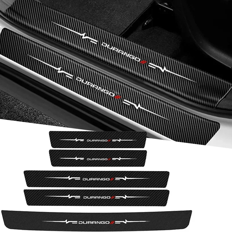 Наклейки для салона автомобиля Durango с логотипом порога, наклейки с защитой от царапин, наклейки на пороги заднего багажника, декоративные полосы с царапинами