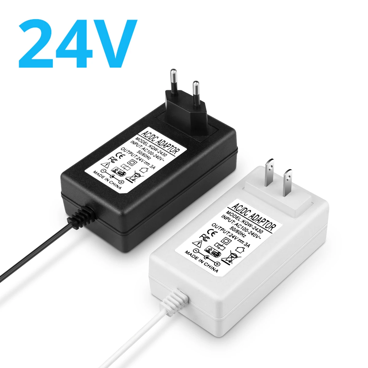 AC110V 220V To DC24V Lighting Transformer Power Adapter Black White Shelll EU US Plug Power Supply Work for LED Strip Neon Light