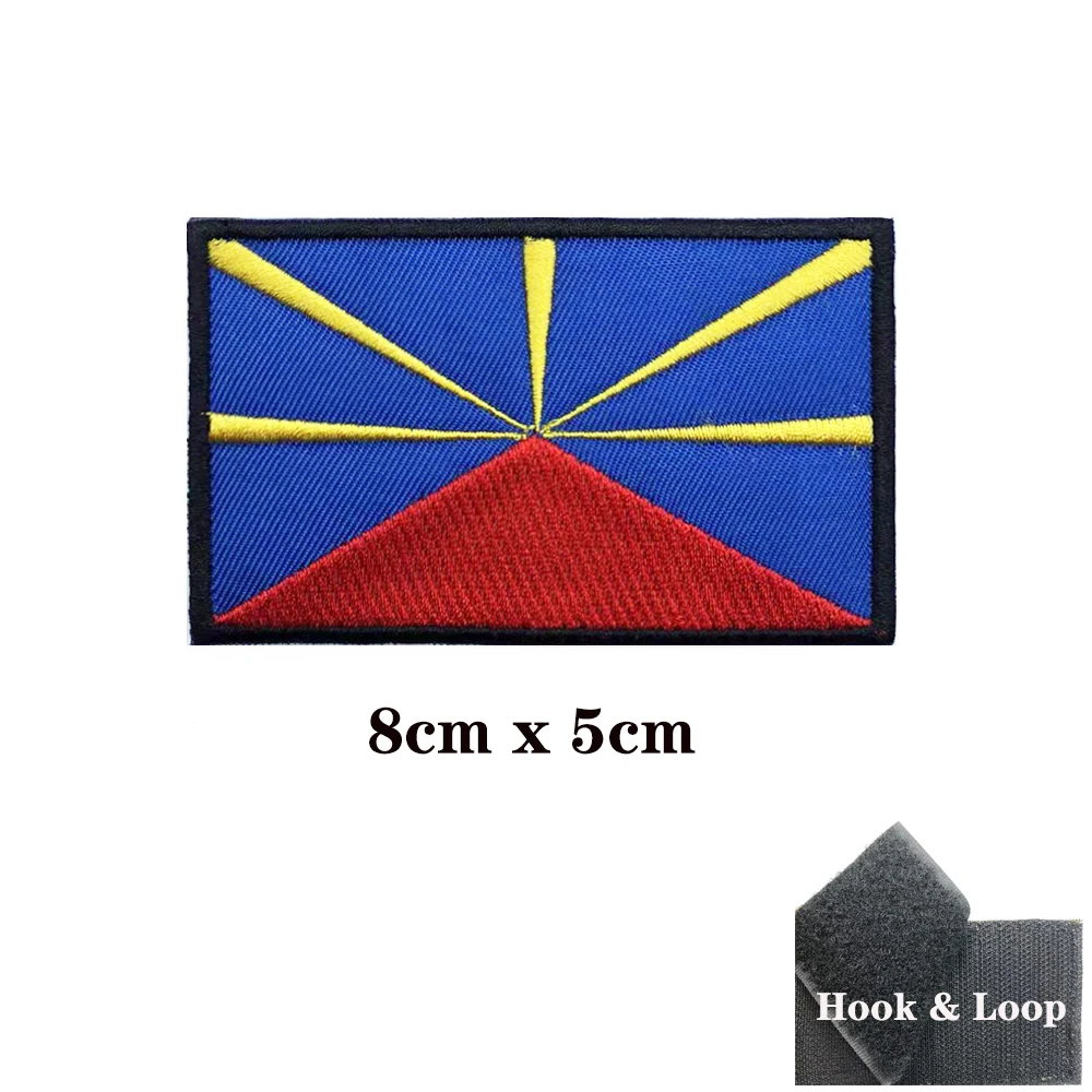 Niwang Island Flag Reunion Patches Armband Embroidered Patch Hook & Loop Iron On Embroidery  Badge Military Stripe