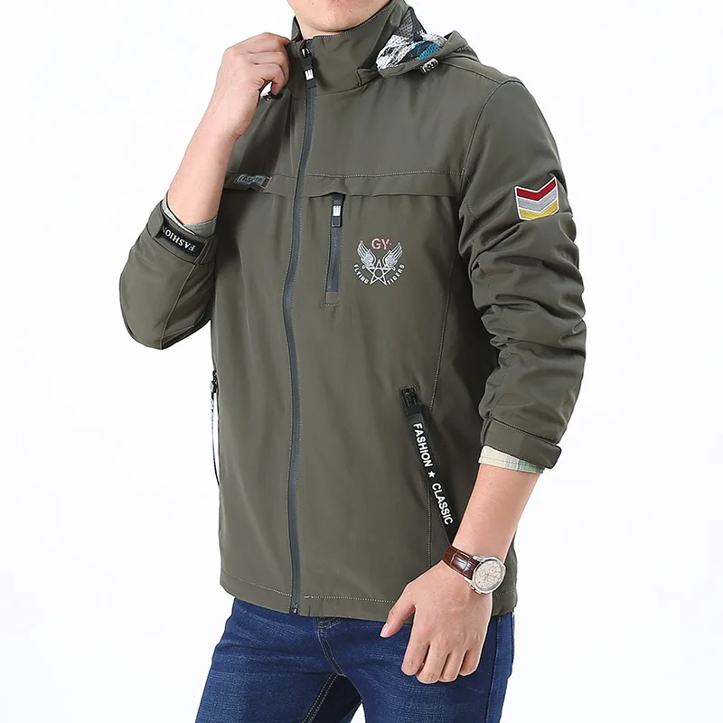 

Men's casual jacket coat spring and autumn loose hooded top
