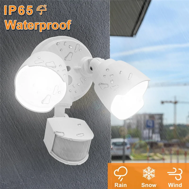 

MCGS-1500 Lumen 15W LED Security Lights Outdoor Flood Wall Light, Motion Sensor,Dual-Head IP65 Waterproof,Dusk To Dawn