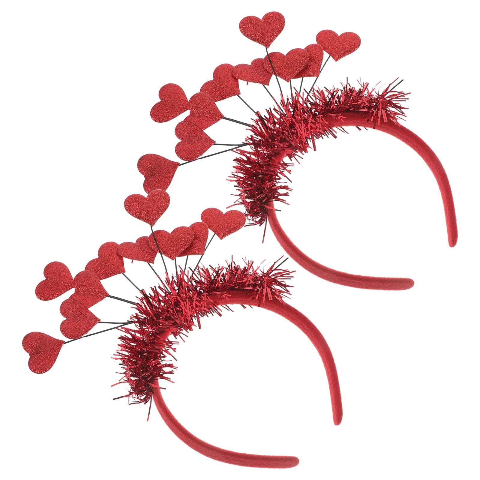 

2Pcs Heart Headband Valentine Red Glitter Headwear Heart Shape Hair Hoop Party Accessories for Women Wedding