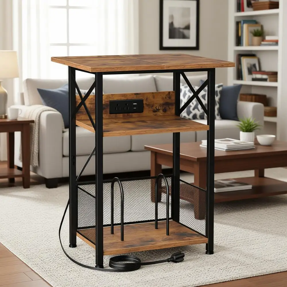 

Большая 3-ярусная подставка для виниловых пластинок с местом для хранения, вмещает 100 альбомов, для гостиной, коричневая