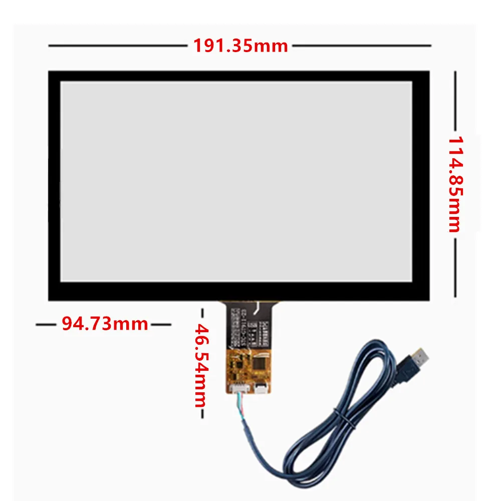 

8 inch 191.35mmX114.85mm Capacitive Touch Digitizer Raspberry Pi GPS Navigation Touch Screen Panel Glass+USB Driver Board