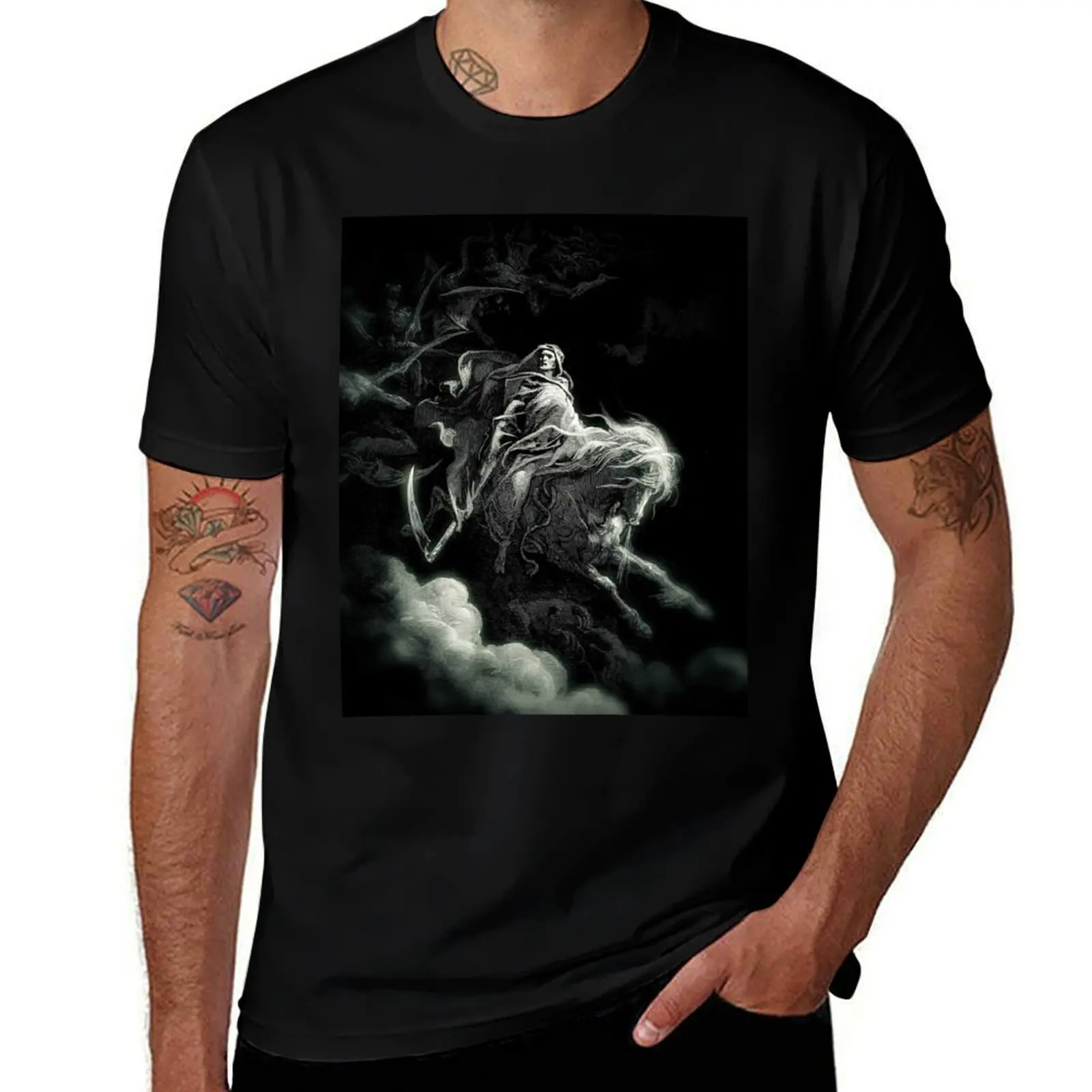 

Gustave Dore - Death on the Pale Horse T-Shirt cotton t shirts man 100% anime t shirts for man graphic t shirts for man T-shirt