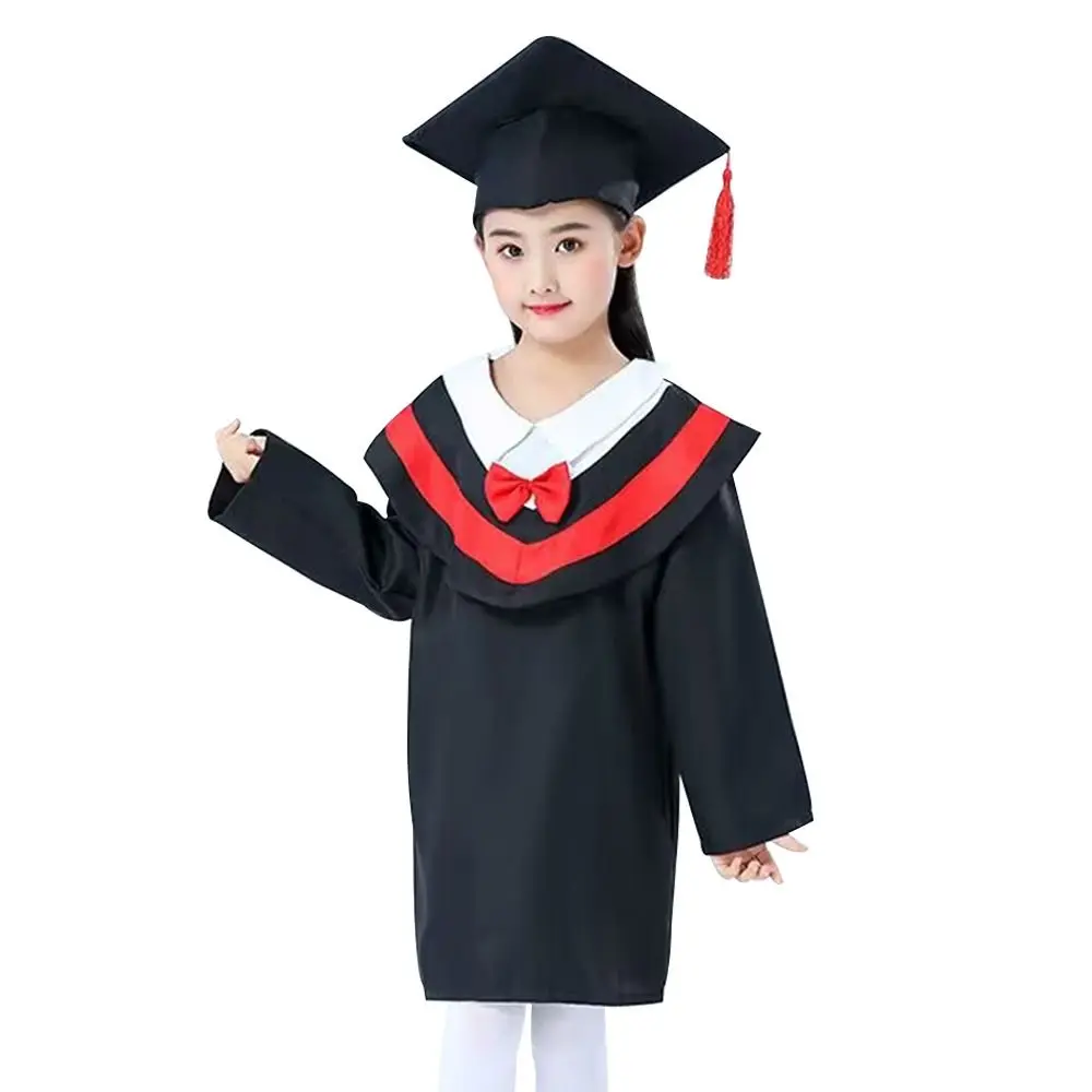 2Pcs/Set Kindergarten Children Graduation Gown With Hat Tassel Mortarboard Hat Kindergarten Graduation Gown Degree Ceremony view 3