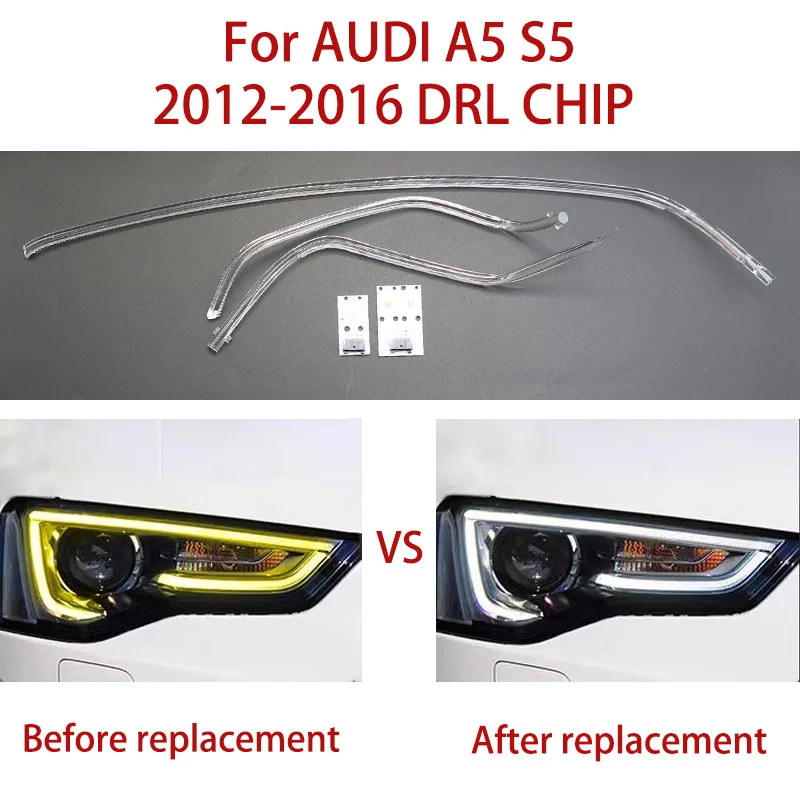 

Car headlight DRL CHIP Light Guide Strip Angel Eye Light Guide Tube Ballast Chip Module Parts White light For AUDI A5 2012-2016