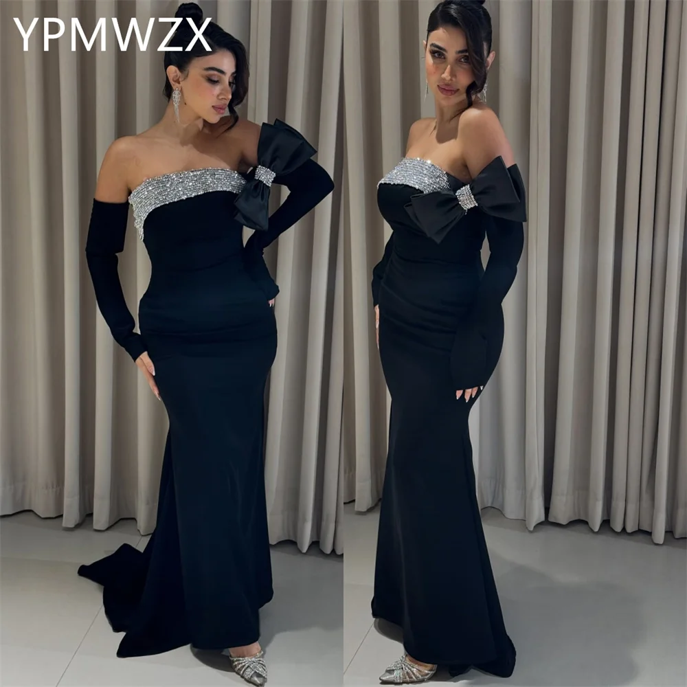 Customized Formal Dress Women Party Occasion YPMWZX Strapless Column Floor Length Skirts Bespoke  Dresses Prom Gown Eve