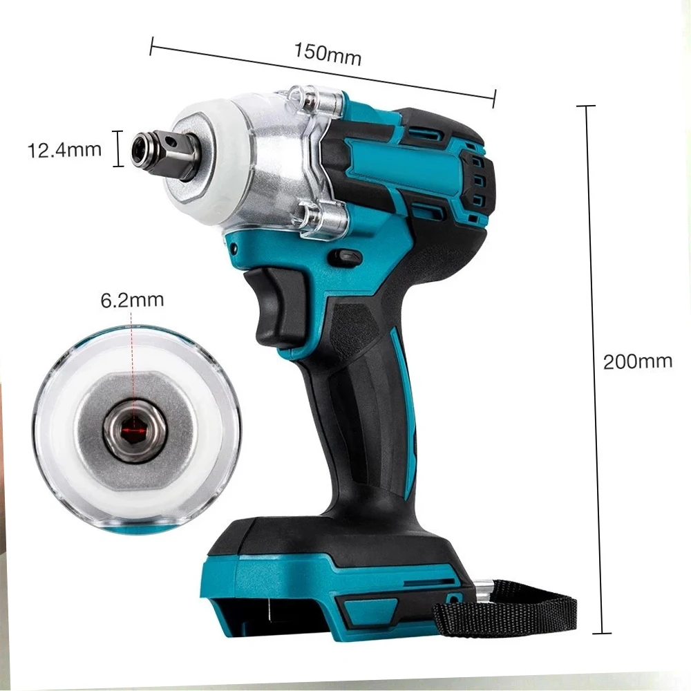 520N.M Torque Brushless Electric Impact Wrench 1/2 inch Cordless Electric Wrench Screwdriver Power Tool for Makita 18V Battery Pin